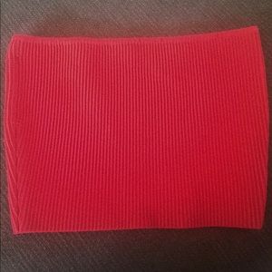 red strapless crop top